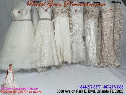 We also specialize in Wedding Gown Cleaning, Preservation & Restoration. Serving brides for 25+ years.