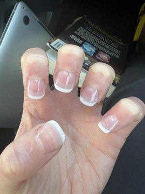 The plastic nail extension showing...