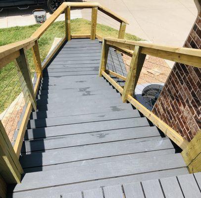 top-view of stairs and railing