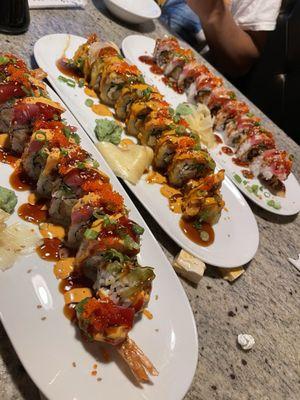 Blossom roll, death roll, and dragon roll