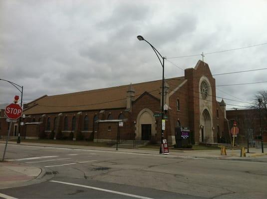 Full shot of main church from Austin.