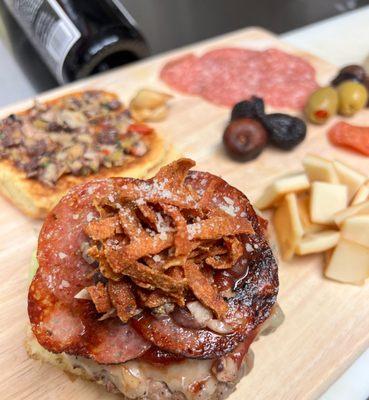 Charcuterie board burger