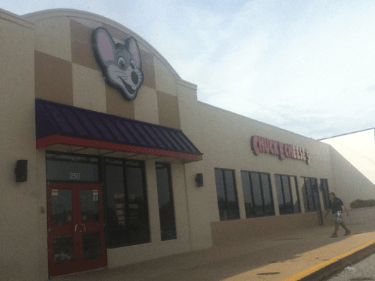 The exterior (after remodel) with the new Chuck E. mascot. Childhood ruined, no?