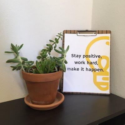 Positive quotes are placed throughout the center