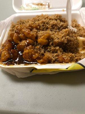 Orange Chicken & shrimp fried rice.