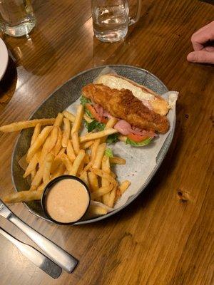 Fish sandwich and fries