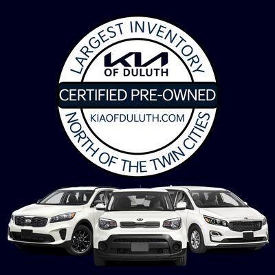 Kia of Duluth has the largest Certified Pre-Owned inventory north of the Twin Cities!