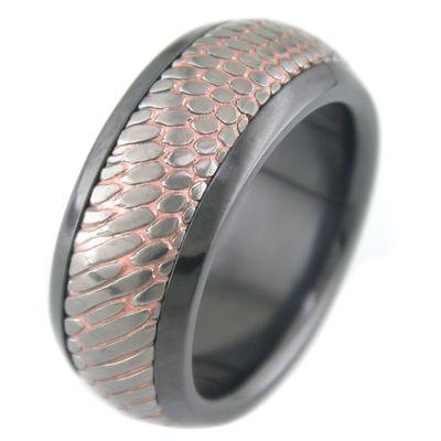 Superconductor inlay in a black zirconium ring. www.BooneRings.com