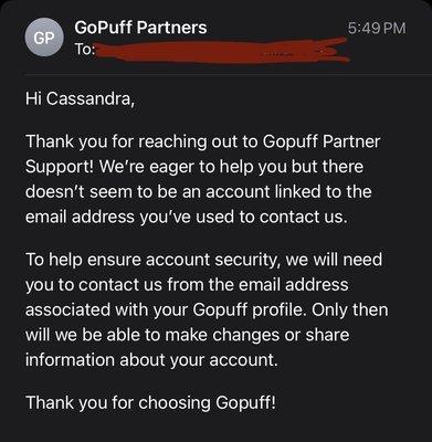 The final straw, GoPuff completely ignoring my last email