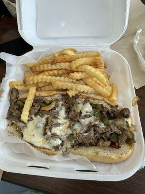 Philly cheesesteak with fries