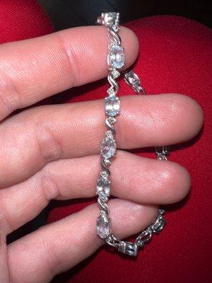 Diamond snd aquamarine tennis bracelet