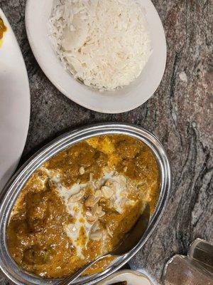 Chicken korma is buttery and deep in flavor.