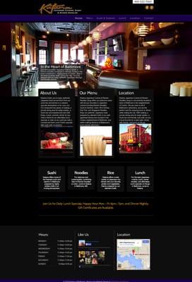 Website Design for new Japanese Sushi Restaurant in Baltimore Maryland