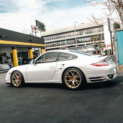 Stunning 911 Turbo patiently waiting its turn for service!