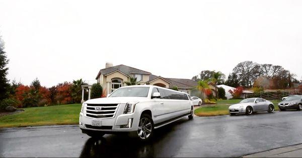 Wedding Group Transportation Service in our Brand New Crystal White Cadillac Escalade Stretch Limo. www.180BlackCarService.com