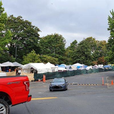 The homeless encampment supported by the Cathedral.