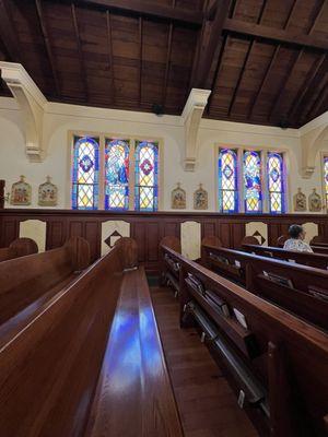 Light shining through stained glass