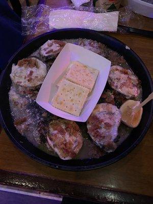 Baked blue cheese and bacon oysters