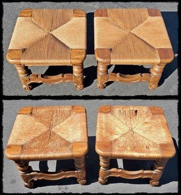 Big, chunky and flexible stools/tables/ottomans/extra seating re-rushed in fiber rush. Sealed with 3 coats of clear shellac.