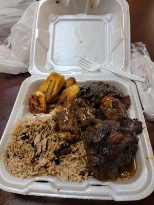 Ox Tail, Rice & Peas, Plantain