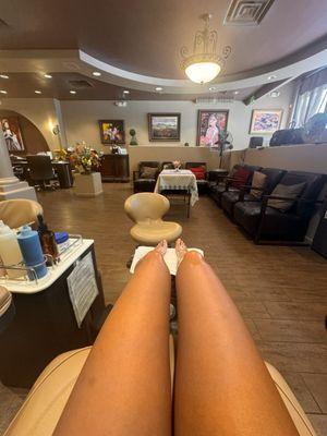 Deluxe Collagen pedicure with AMAZING MASSAGE! Very nice location and comfortable chairs with massage and recline.