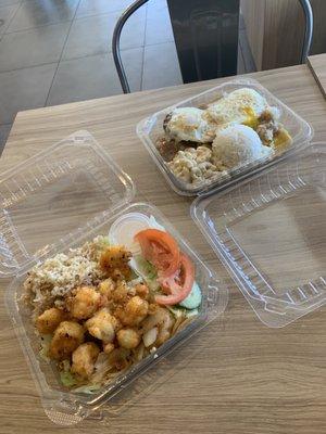 Fried Shrimp and Loco Moco