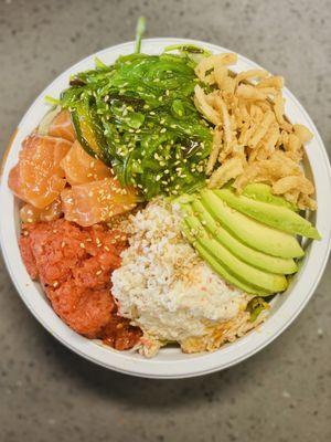 Poke Bowl with Salmon & Spicy Ground Tuna