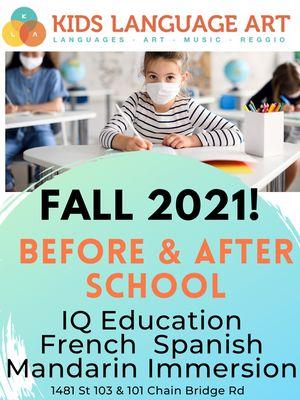 Fall before and after school programs are resuming this Fall! Whether your child needs academic tutoring or foreign language Immersion.