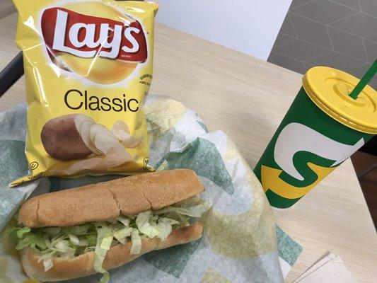 Chicken Breast Sub Meal with Frito-Lays Chips and Coke Soda