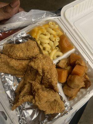 Fried Fillet Catfish Macaroni Cheese & Yams