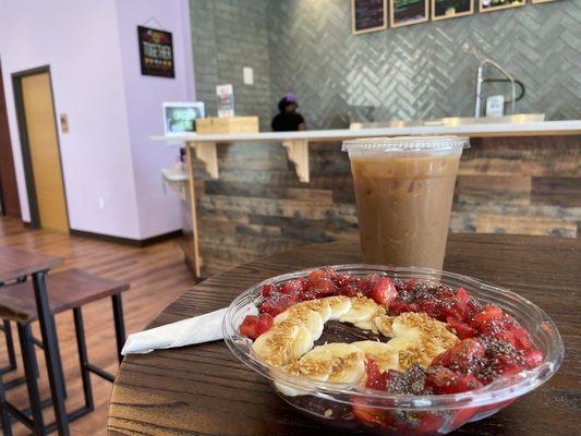 Eagle Eye açaí bowl and regular coffee