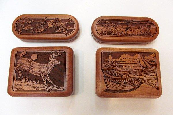 Hand carved wood jewelry and keepsake boxes