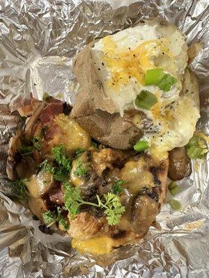 Thursday Night Dinner Special Alice Springs Chicken, loaded baked potato