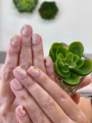 Flower nail design- dip powder and gel combination