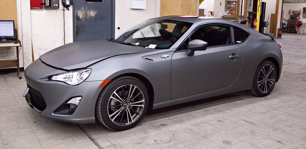 Matte silver Avery wrap on a Toyota FRS