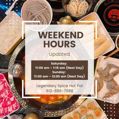 Extended Weekend Hours!