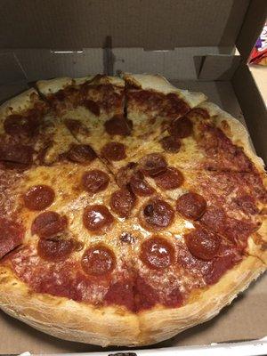 No pepperoni in the middle...lazy