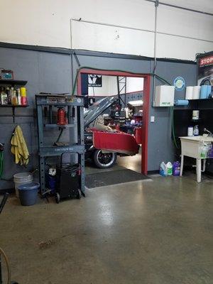 A glimpse into one of the garages.