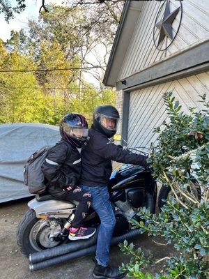 My daughter and I with our new helmets! Thanks again Cycle Gear and Killian!