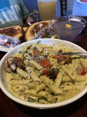 Special pasta, Bee Sting( best drink on the planet ) Fiddlehead, chicken club