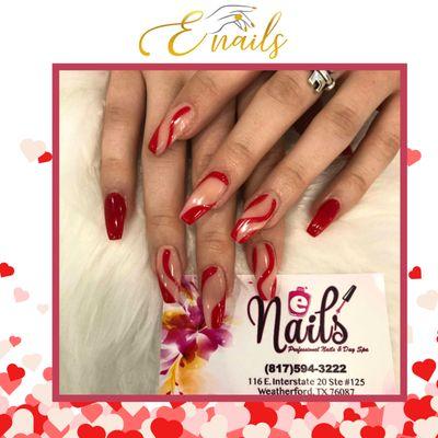 Celestial love with 'Love' nails. Glittering hearts on your fingertips, a celestial dance of romance. Embrace the magic of starlit nails!