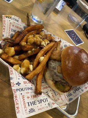 The lone star burger and traditional poutine