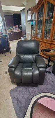 Leather recliner.