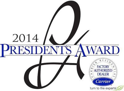 2014 President's Award for HVAC Contractor by Carrier