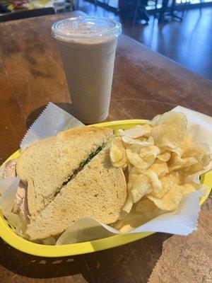 Tom Day sandwich and iced chai glacier