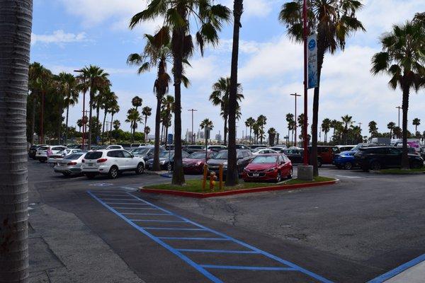 Ample parking in Marina Pacifica Shopping Center