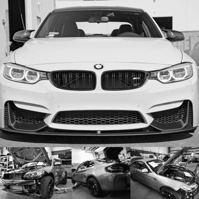 BMW M3 Series needing work on its front.