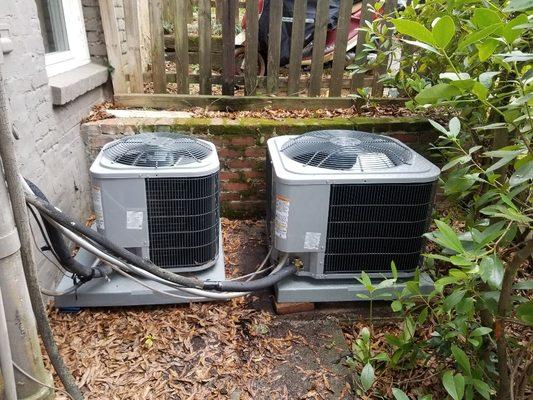 1.5-ton and 3-ton air conditioning condensing units replacement. Completed installation.