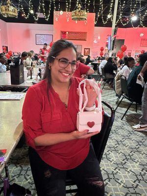 Kate Spade purse won during a raffle drawing for Valentine's Day.