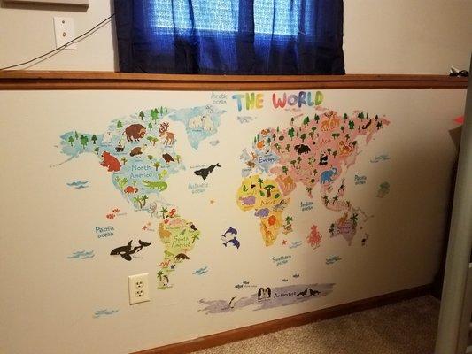 Look at this wall transfer I got for the grandkids room at our house!....Just one more Awesome item we have gotten from It's $5 Ex. Spgs.